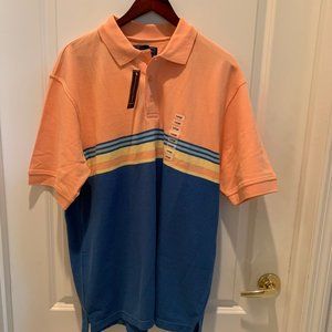 NWT Size LG Mens Salmon and Blue Polo Shirt